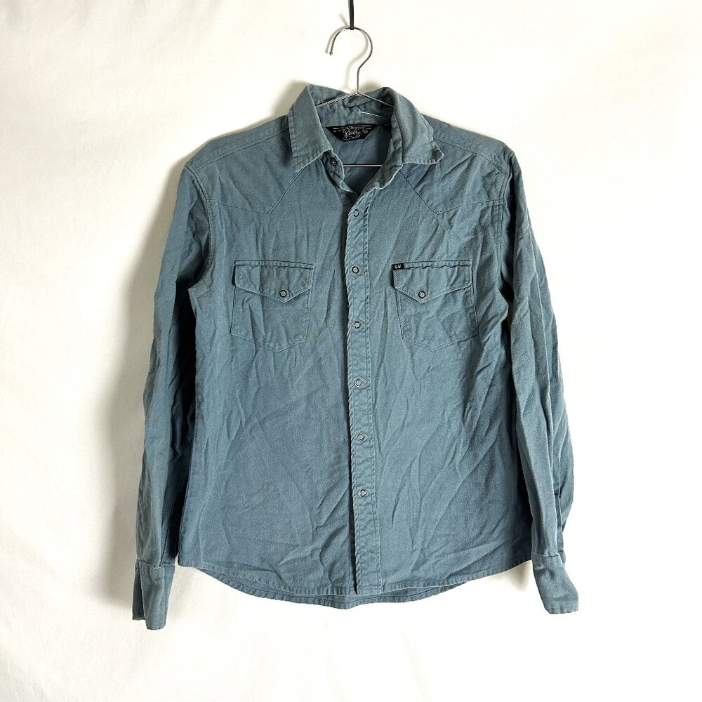 Salt Valley Western Shirt Snaps Brushed Cotton S Blue